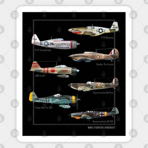 WW2 Fighter Aircraft Warbirds Magnet by Jose Luiz Filho